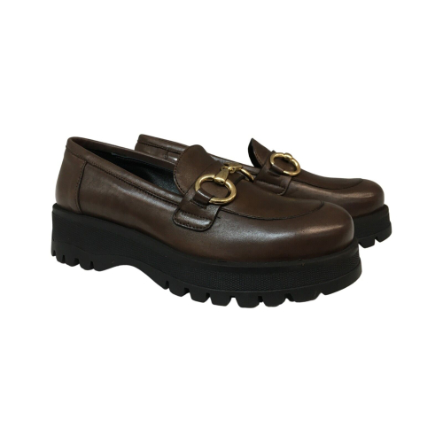 HOURS 04.44 by Charly Fox moccasin woman dark brown leather MOKA1 / E ALEX 100% leather MADE IN ITALY