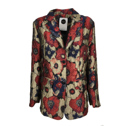 SOHO-T giacca donna a fiori blu/rosso/fango + lurex WGC36 ANNIKA WP100 MADE IN ITALY
