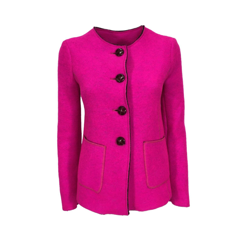 IL THE DELLE 5 woman jacket fuchsia boiled wool GISELLE 88 MADE IN ITALY