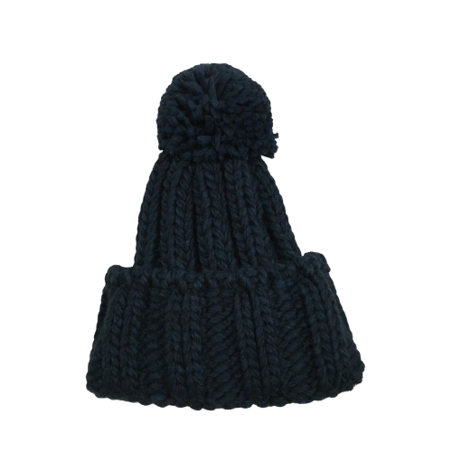 HUMILITY cappello donna a trecce blu con pon pon HE-AT-SAMUEL MADE IN ITALY