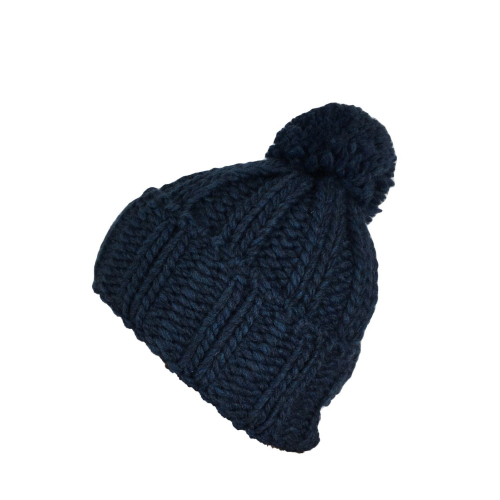 HUMILITY cappello donna a trecce blu con pon pon HE-AT-SAMUEL MADE IN ITALY