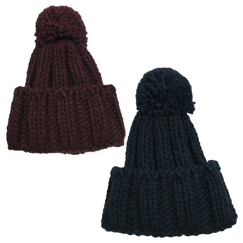 HUMILITY cappello donna a trecce blu con pon pon HE-AT-SAMUEL MADE IN ITALY