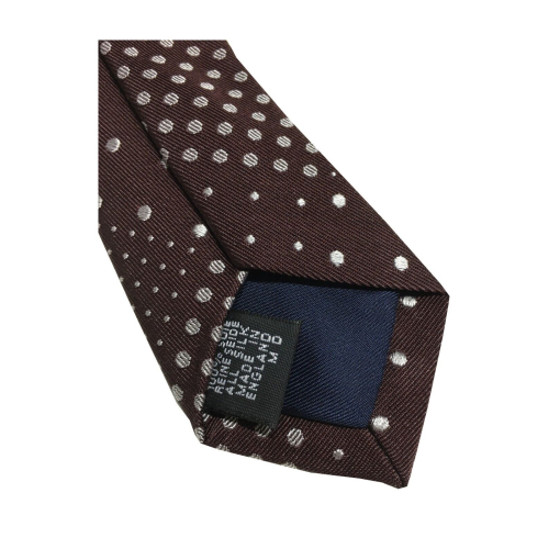DRAKE’S LONDON cravatta marrone foderata patchwork pois cm 147x7 MADE IN ENGLAND