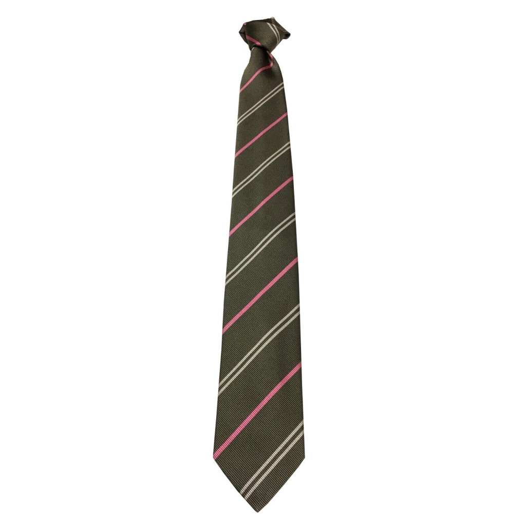 DRAKE'S LONDON man tie lined green / pink / ecru stripes cm 147x7 100% silk MADE IN ENGLAND