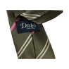 DRAKE’S LONDON cravatta uomo foderata righe verde/rosa/ecru cm 147x7 100% seta MADE IN ENGLAND