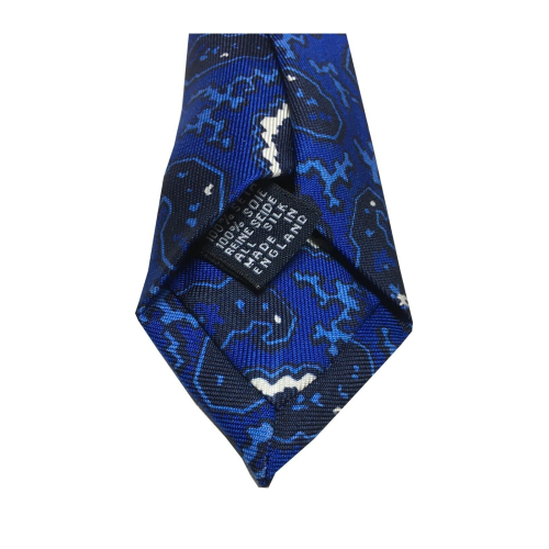 DRAKE’S LONDON cravatta uomo foderata fantasia cashmere azzurro cm 147x8 100% seta MADE IN ENGLAND
