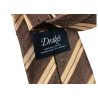 DRAKE'S LONDON men's tie lined with brown / beige / leather stripes cm 147x8 100% silk MADE IN ENGLAND