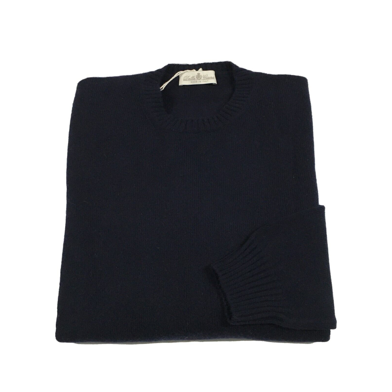 DELLA CIANA blue crew neck sweater 12 / 18242X2 80% extra merino wool 20% cashmere MADE IN ITALY