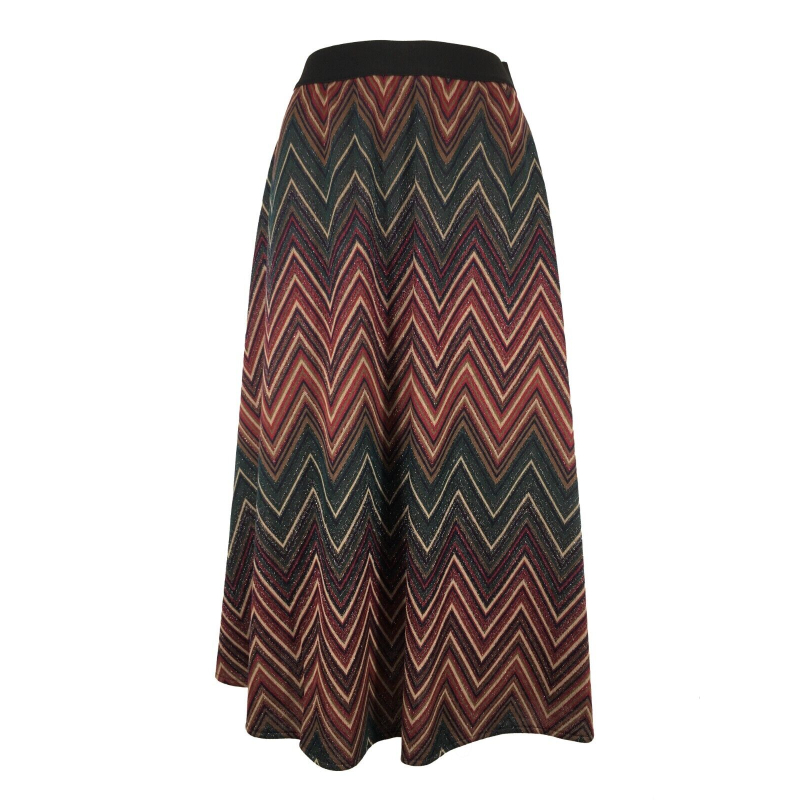 LA FEE MARABOUTEE women's skirt heavy jersey multicolor chevron pattern FE-JU-RABANA-Z MADE IN ITALY