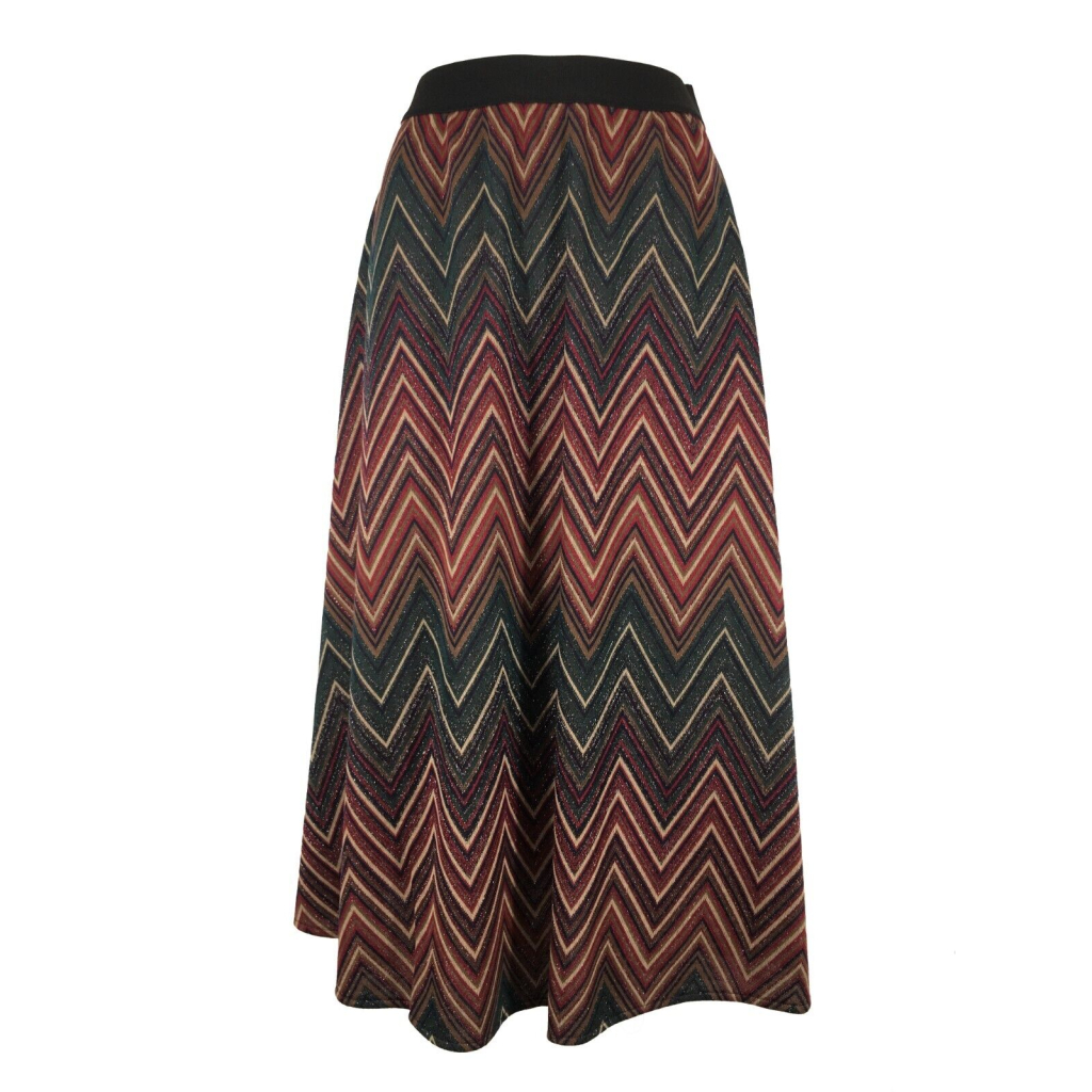 LA FEE MARABOUTEE gonna donna jersey pesante fantasia chevron multicolor FE-JU-RABANA-Z MADE IN ITALY