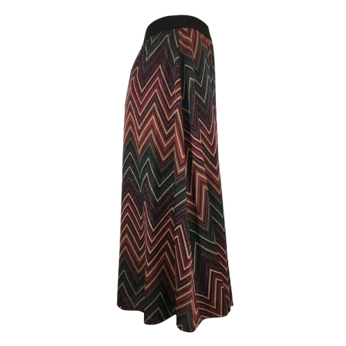 LA FEE MARABOUTEE women's skirt heavy jersey multicolor chevron pattern FE-JU-RABANA-Z MADE IN ITALY