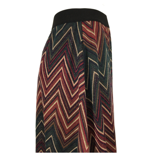 LA FEE MARABOUTEE women's skirt heavy jersey multicolor chevron pattern FE-JU-RABANA-Z MADE IN ITALY