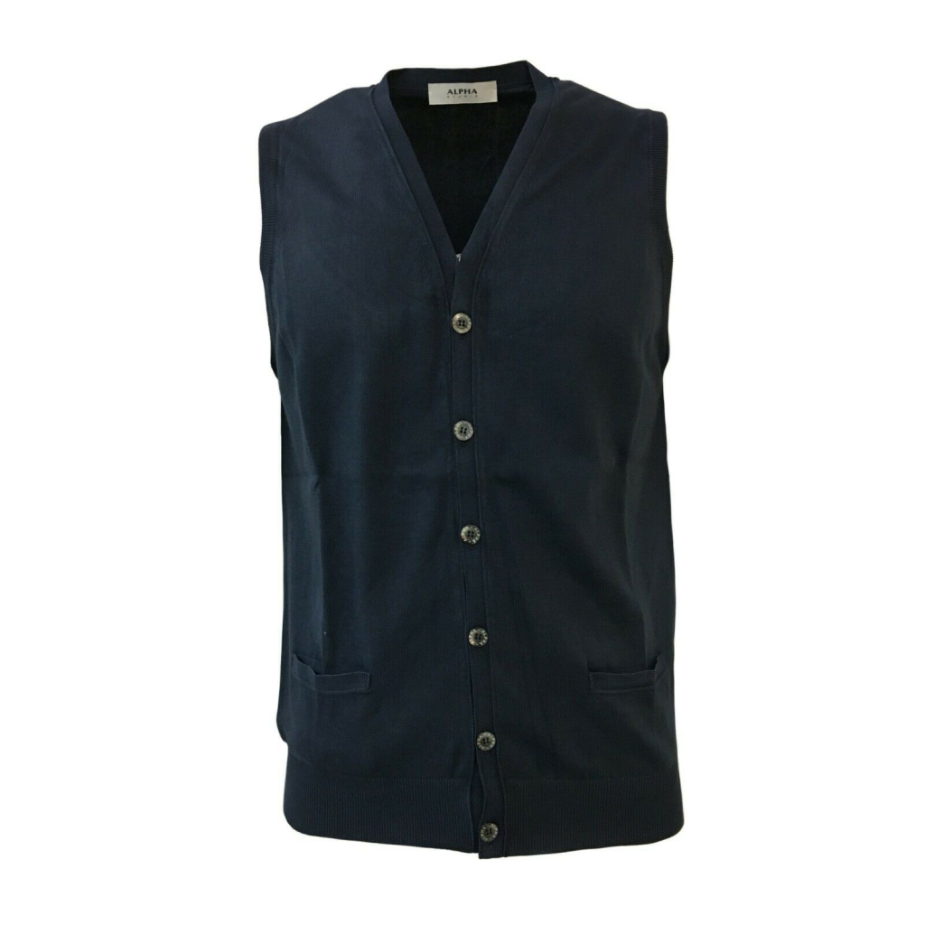 ALPHA STUDIO men's vest with buttons mod AU-7003DS 100% cotton