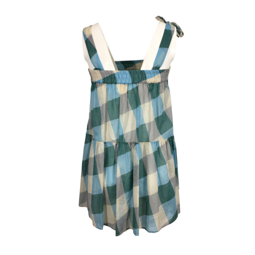 SEMICOUTURE woman top with blue / green square pattern Y1SS31 100% cotton MADE IN ITALY