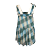 SEMICOUTURE woman top with blue / green square pattern Y1SS31 100% cotton MADE IN ITALY