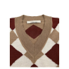 LIVIANA CONTI women's camel / cream / brick diamond patterned shirt L2WA61 100% virgin wool MADE IN ITALY