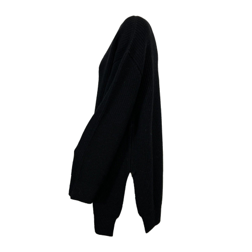 LIVIANA CONTI maglia over donna costa inglese nera L2WD07 100% lana vergine MADE IN ITALY
