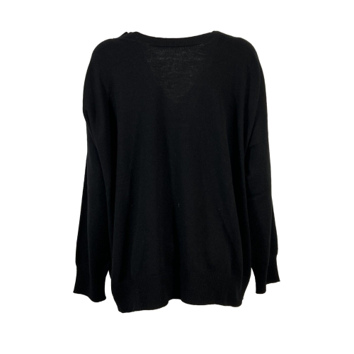 LIVIANA CONTI black woman sweater over F2WC16 50% recycled cashmere 50% polyamide MADE IN ITALY