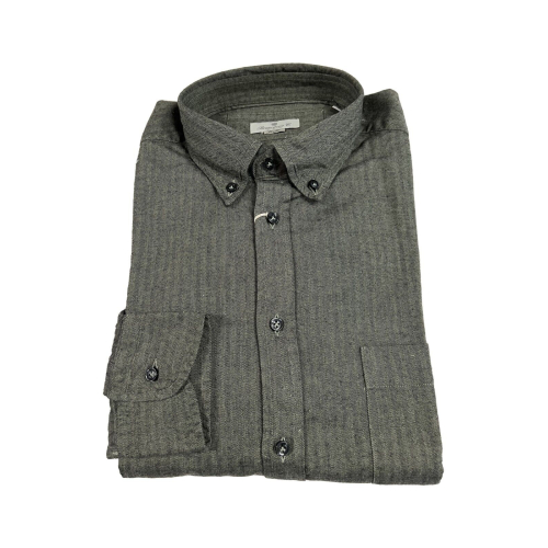 BRANCACCIO camicia uomo flanella button-down verde NICOLA GOLD B1530 100% cotone