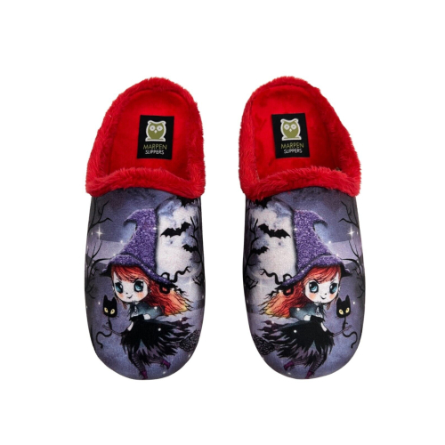 MARPEN SLIPPERS woman slipper red / purple WITCH print 31ITIN23 MADE IN SPAIN