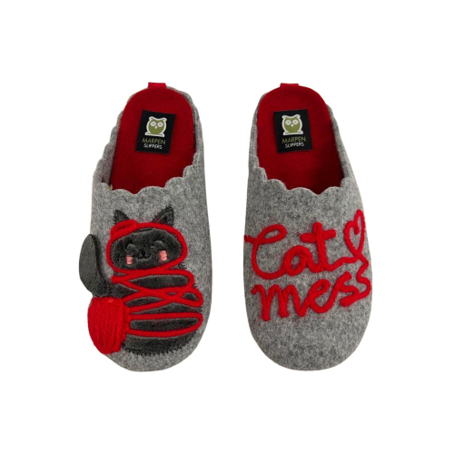 MARPEN SLIPPERS slipper woman gray / red applications CAT 22ITIN23 MADE IN SPAIN