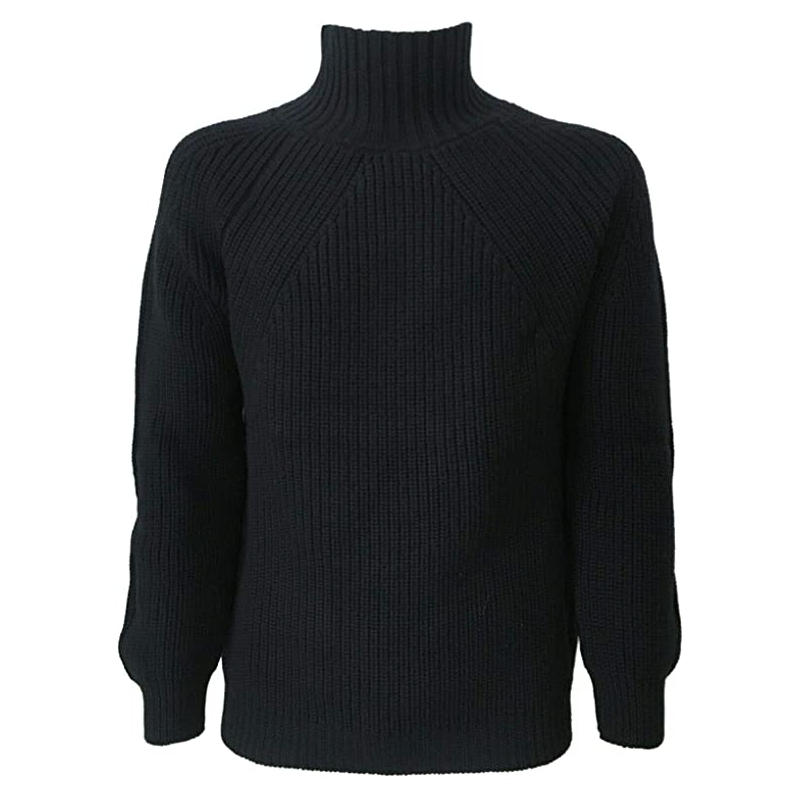 ALPHA STUDIO Blue Man Sweater Heavy High Neck English Ribs MOD AU-1138H 100% Wool