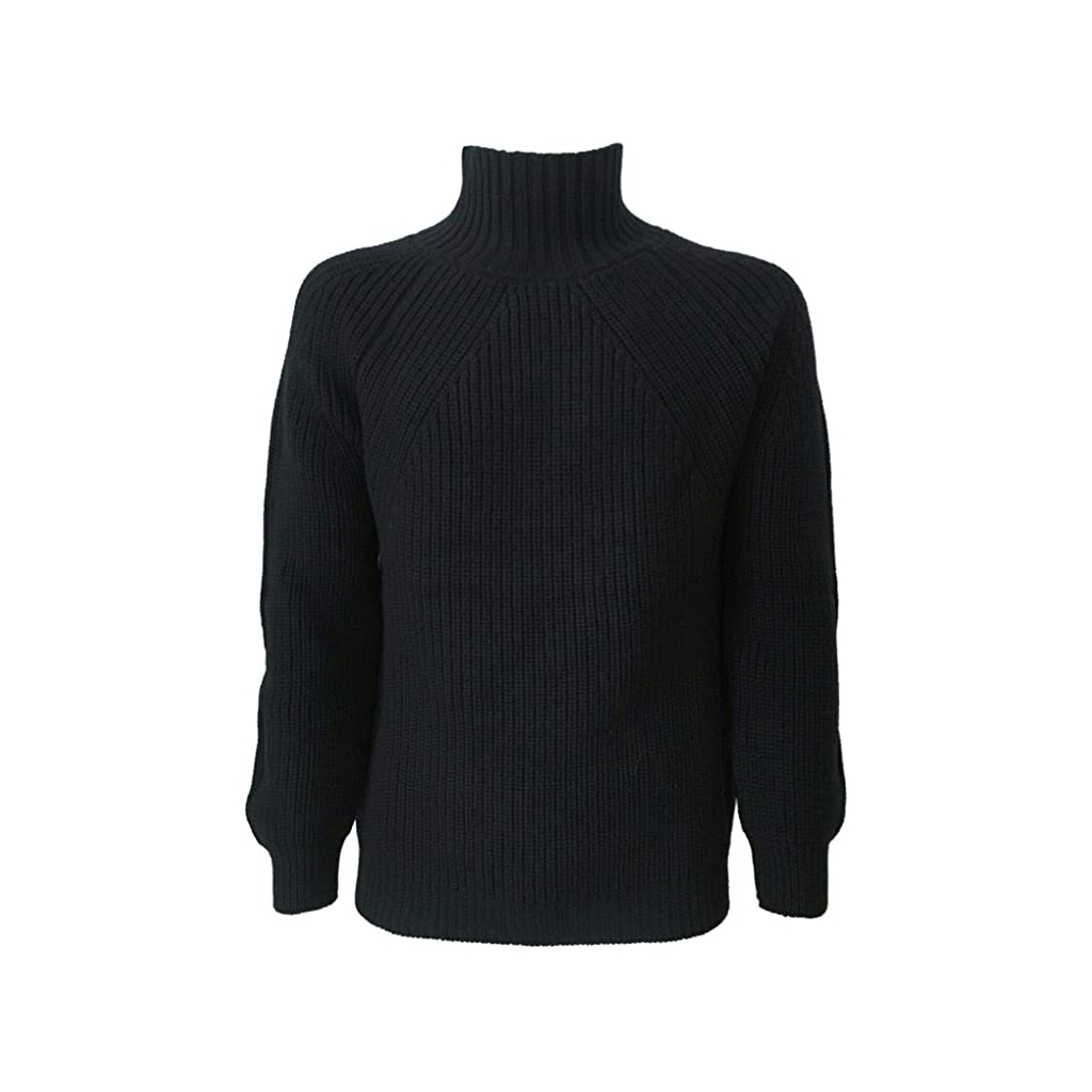 ALPHA STUDIO Blue Man Sweater Heavy High Neck English Ribs MOD AU-1138H 100% Wool