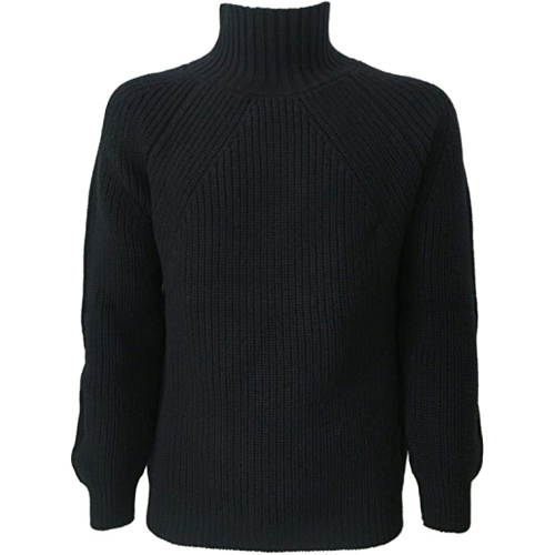 ALPHA STUDIO Maglia Uomo Blu Collo Alto Pesante Coste Inglesi MOD AU-1138H 100% Lana