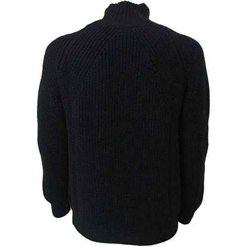 ALPHA STUDIO Blue Man Sweater Heavy High Neck English Ribs MOD AU-1138H 100% Wool