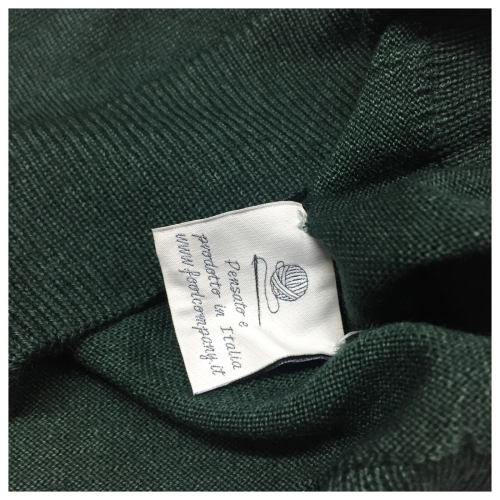 H953 maglia uomo effetto brinato tubolare verde art HS3344 NINO 100% lana merinos extrafine MADE IN ITALY