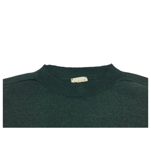 H953 maglia uomo effetto brinato tubolare verde art HS3344 NINO 100% lana merinos extrafine MADE IN ITALY