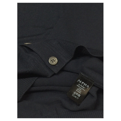 ALPHA STUDIO Dark Gray Man Cardigan with Buttons Slim Fit Mod. AU-6024E 100% Wool