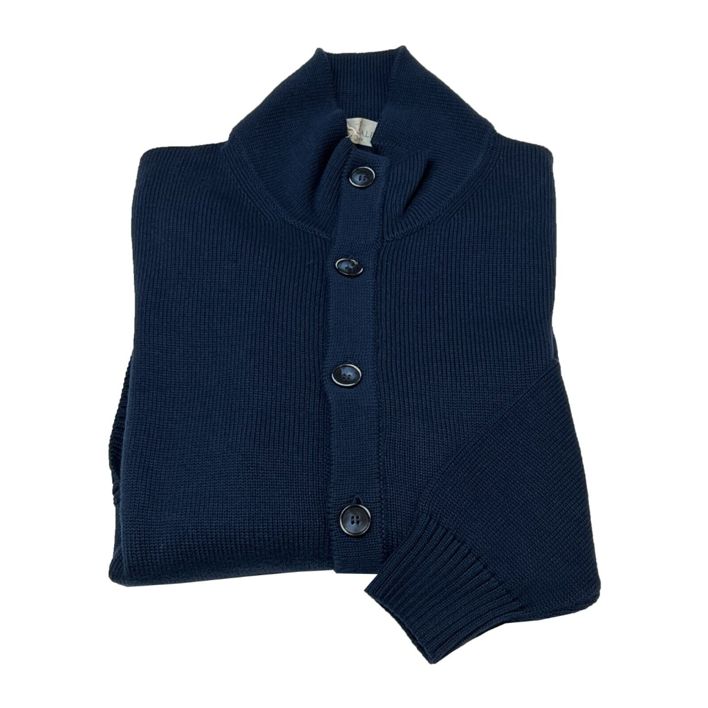 PANICALE blue man cardigan with front pockets 46414GZB / T 100% cotton MADE IN ITALY