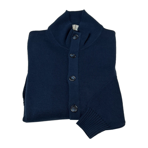 PANICALE blue man cardigan with front pockets 46414GZB / T 100% cotton MADE IN ITALY