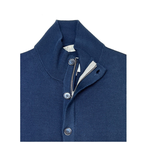 PANICALE blue man cardigan with front pockets 46414GZB / T 100% cotton MADE IN ITALY