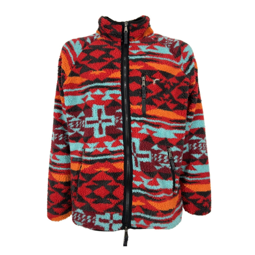 TOOCO red / orange / turquoise patterned fleece jacket TOCO428 SHERPA DAKOTA 100% polyester