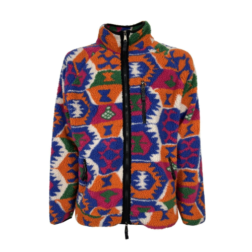 TOOCO orange / blue / fuchsia patterned fleece jacket TOCO430 SHERPA LIMA 100% polyester