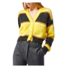 SEMICOUTURE cardigan donna crop mohair rigato giallo/antracite S2WF40 ODETTE MADE IN ITALY