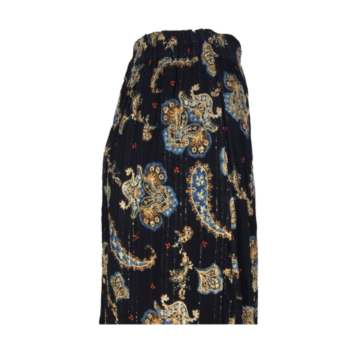 MAISON HOTEL blue woman skirt with cashmere and gold lurex pattern art JEANNE 100% viscose MADE IN INDIA