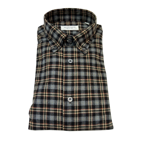 MASTRICAMICIAI gray / black / vanilla checked flannel shirt FR049-X1003-00 SIRI 100% cotton