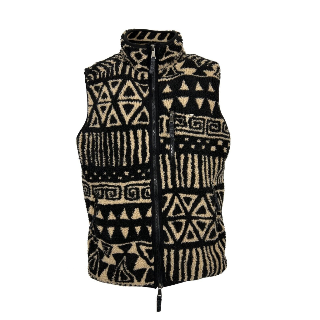 TOOCO gilet uomo pile fantasia nero/beige TOCO 439 VEST SHERPA DIMY 100% poliestere