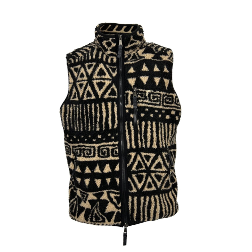 TOOCO men's fancy black / beige fleece vest TOCO 439 VEST SHERPA DIMY 100% polyester