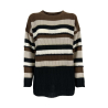 PERSONA by Marina Rinaldi maglia donna righe nero/marrone/beige/panna/oro 23.1364162 ALFIERE MADE IN ITALY