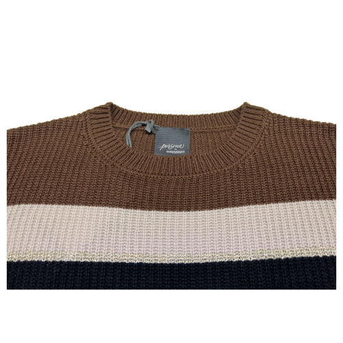 PERSONA by Marina Rinaldi maglia donna righe nero/marrone/beige/panna/oro 23.1364162 ALFIERE MADE IN ITALY