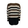 PERSONA by Marina Rinaldi maglia donna righe nero/marrone/beige/panna/oro 23.1364162 ALFIERE MADE IN ITALY