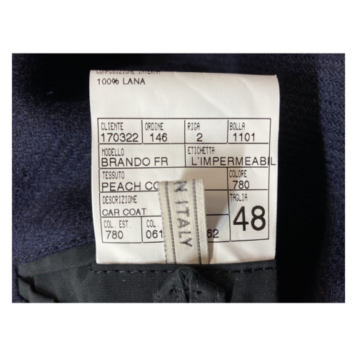 L’IMPERMEABILE short man coat blue/black cotton car coat BRANDO FR PEACH COT MADE IN ITALY
