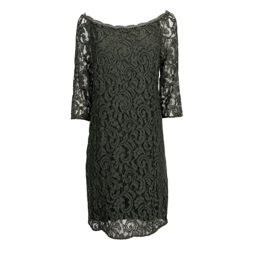 LA FEE MARABOUTEE  woman dress green lace 50% cotton 35% viscose 15% polyamide MADE IN ITALY