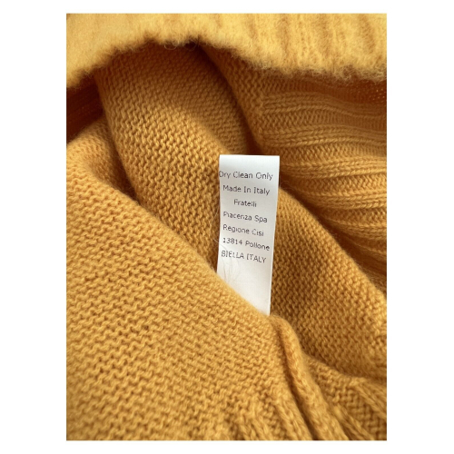 PIACENZA CASHMERE men's crewneck sweater plain yellow soft effect 10475 100% wool MADE IN ITALY