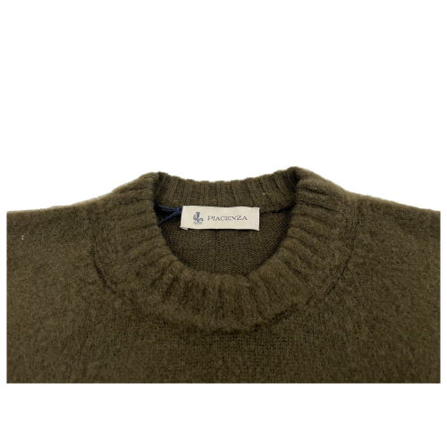 PIACENZA CASHMERE men's crewneck sweater plain green soft effect 10475 100% wool MADE IN ITALY