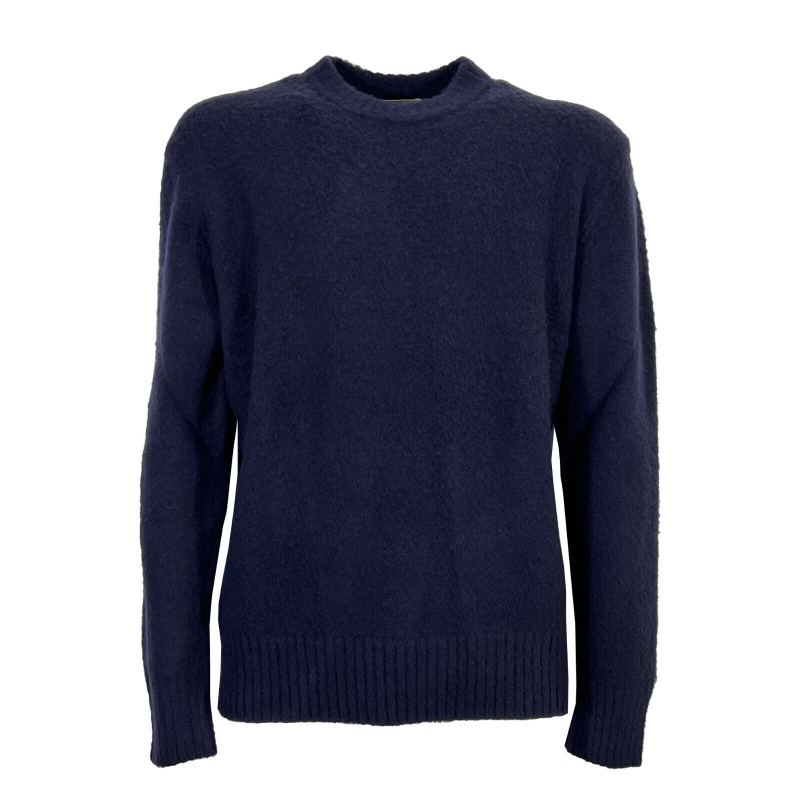 PIACENZA CASHMERE men's crewneck sweater plain blue soft effect 10475 100% wool MADE IN ITALY